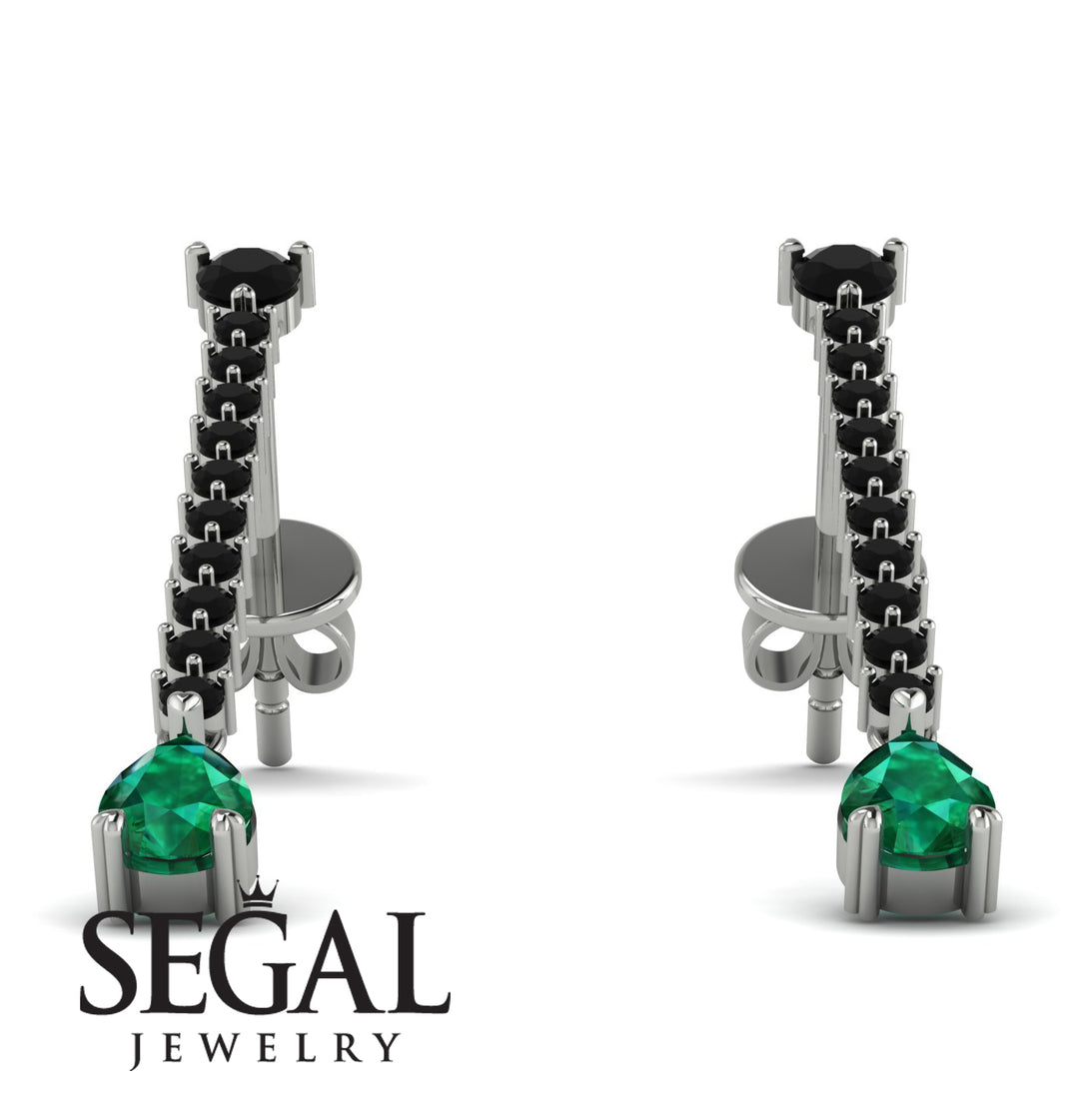 Hanging Oval Emerald Earrings - Tatiana No. 24