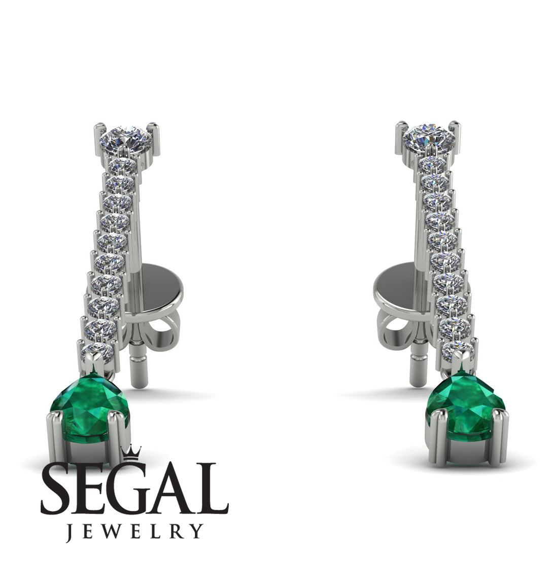 Hanging Oval Emerald Earrings - Tatiana No. 18