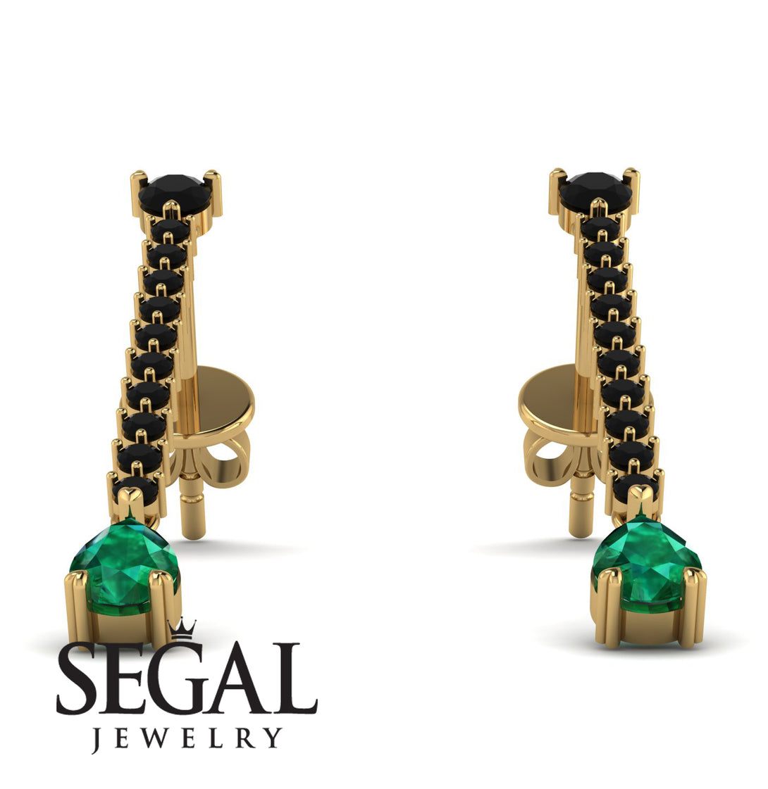 Hanging Oval Emerald Earrings - Tatiana No. 22