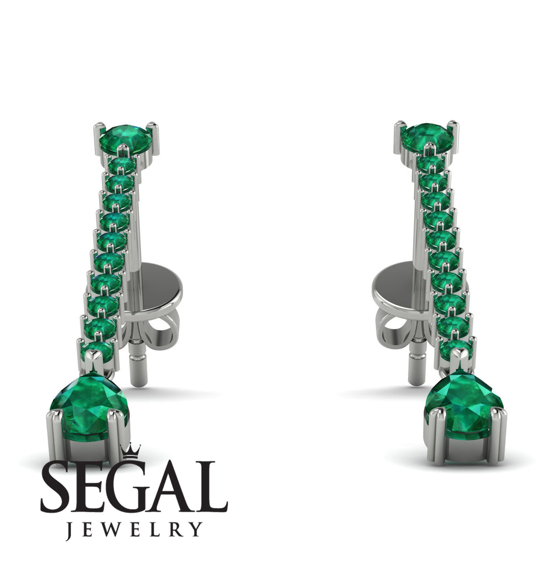 Hanging Oval Emerald Earrings - Tatiana No. 21