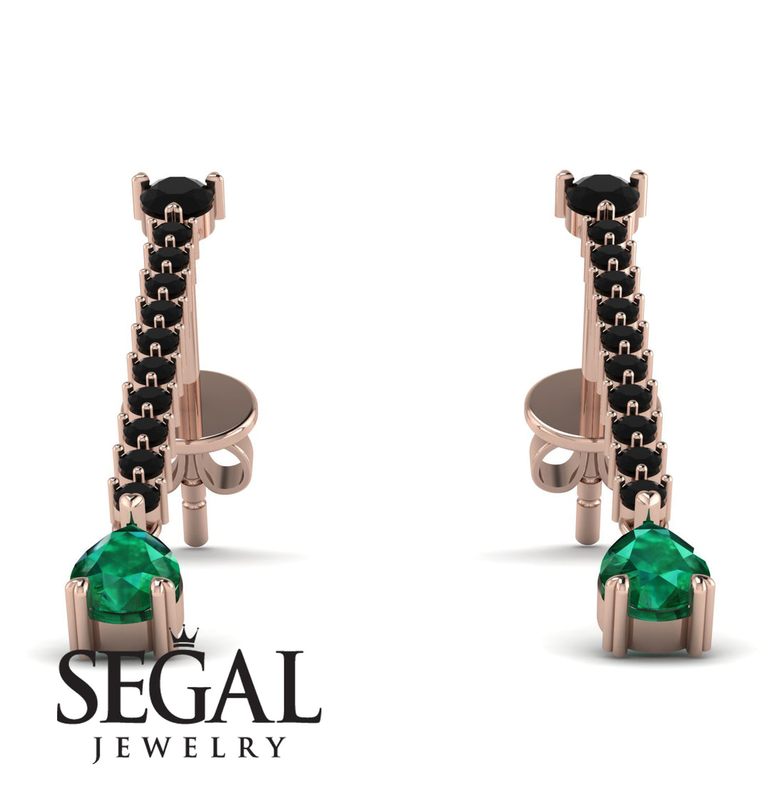 Hanging Oval Emerald Earrings - Tatiana No. 23