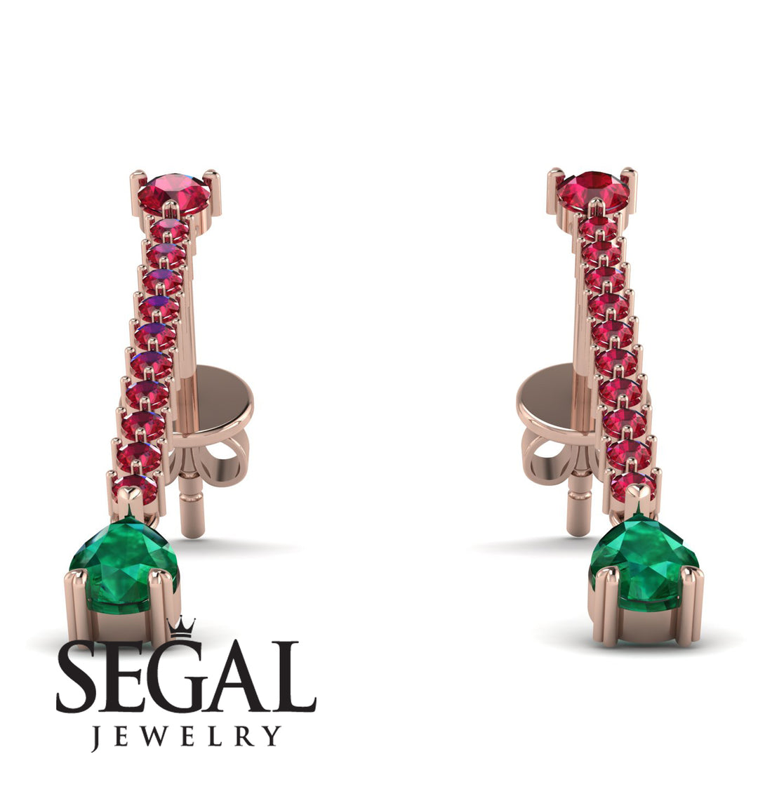 Hanging Oval Emerald Earrings - Tatiana No. 26