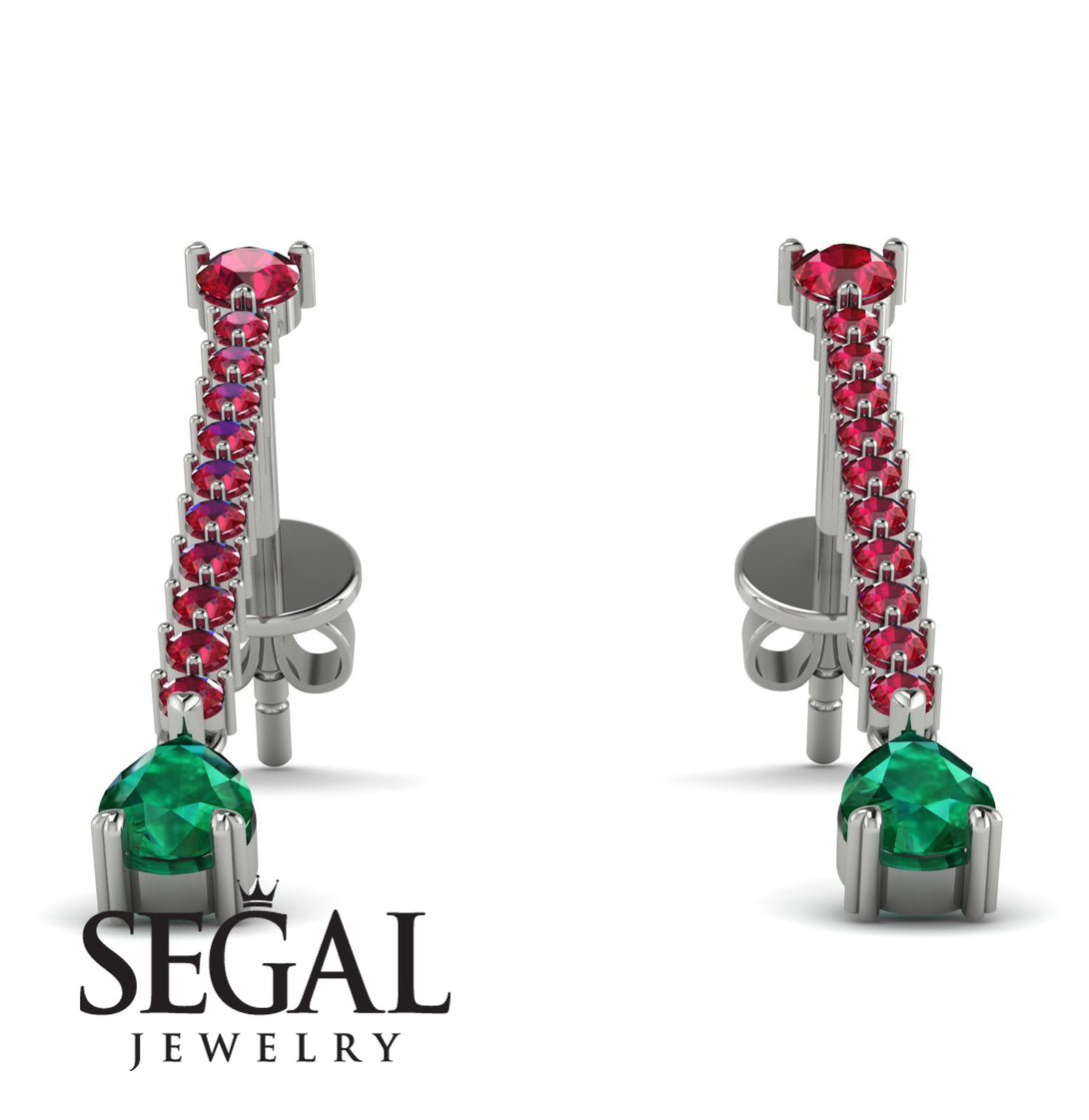 Hanging Oval Emerald Earrings - Tatiana No. 27
