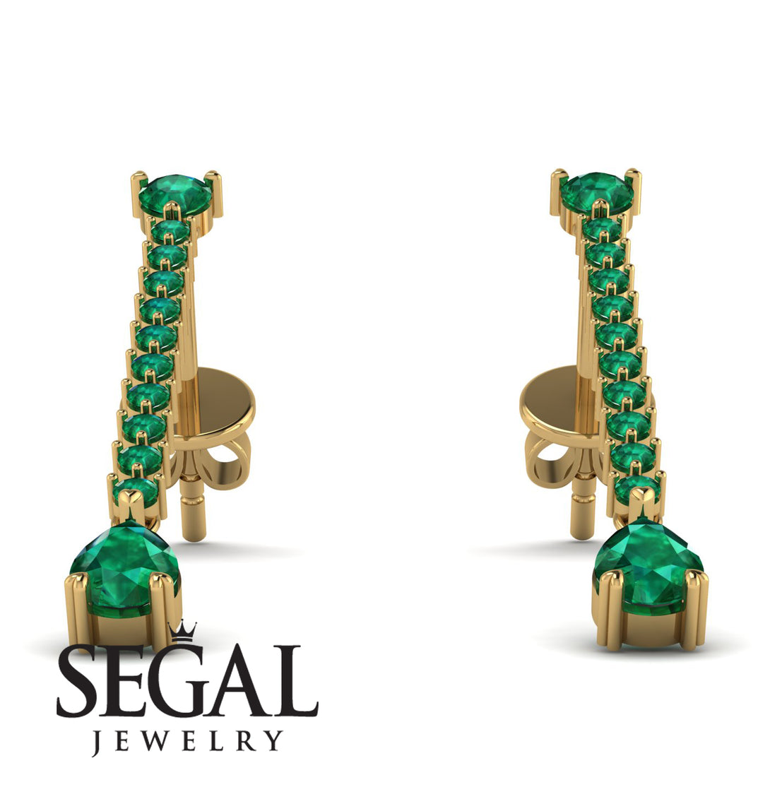 Hanging Oval Emerald Earrings - Tatiana No. 19