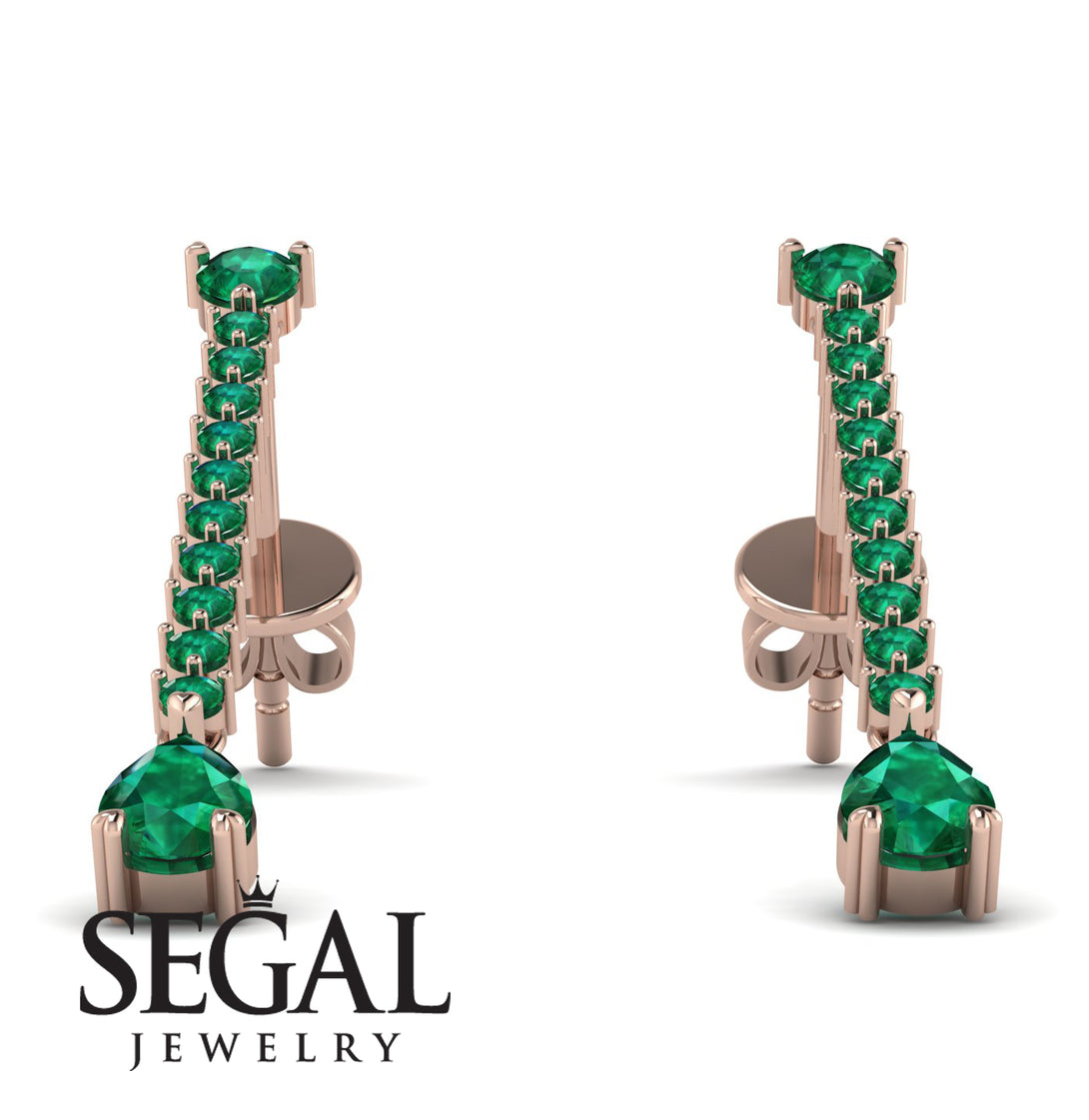Hanging Oval Emerald Earrings - Tatiana No. 20