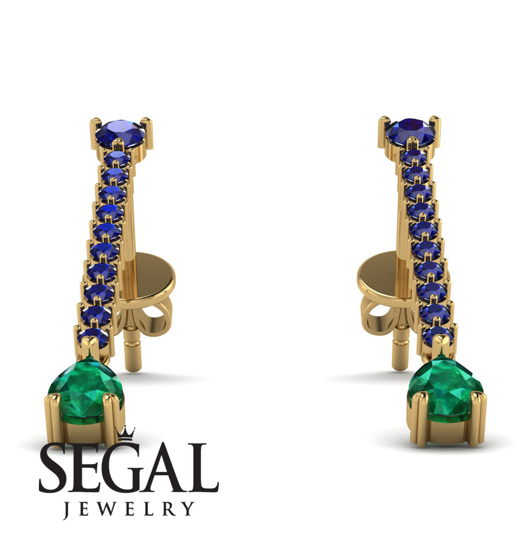 Hanging Oval Emerald Earrings - Tatiana No. 28