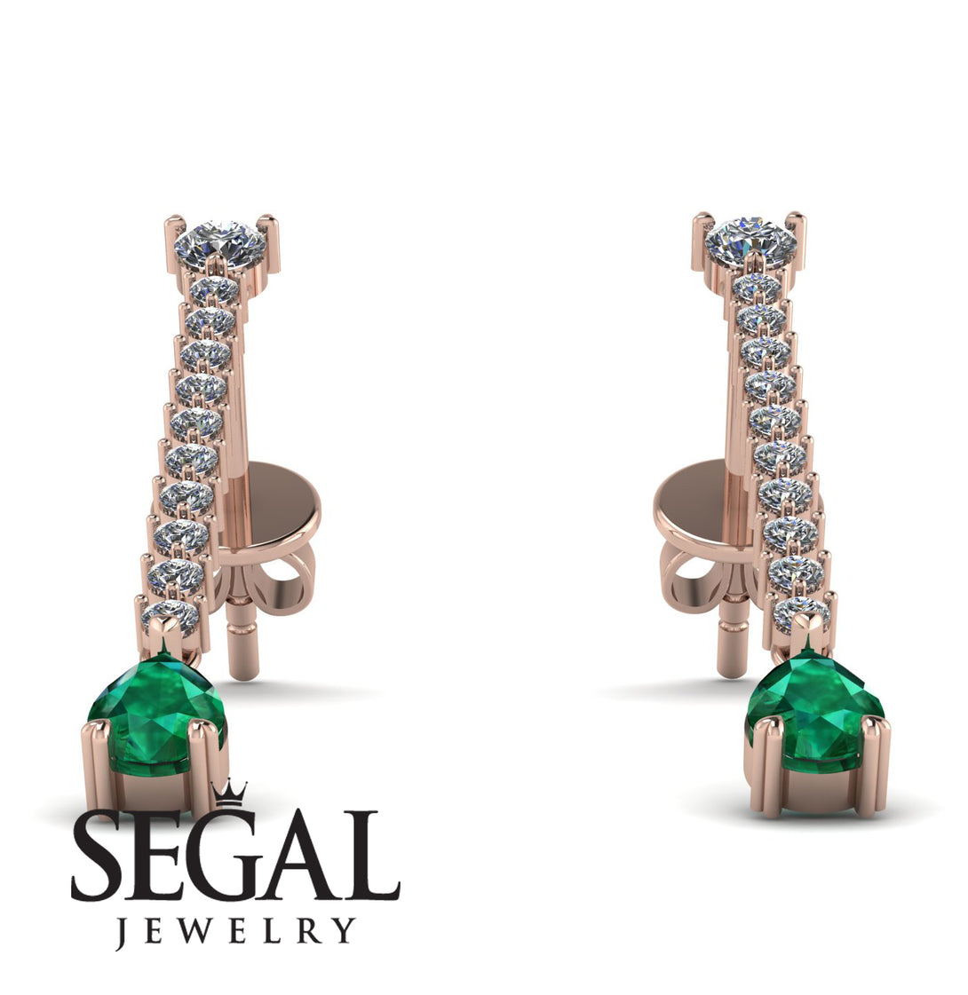 Hanging Oval Emerald Earrings - Tatiana No. 17