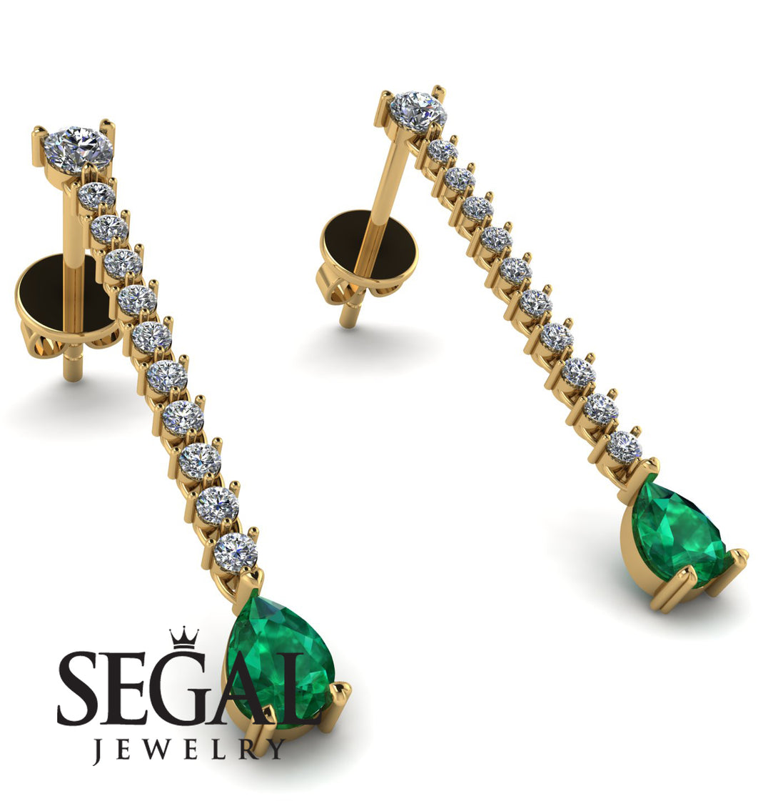 Hanging Oval Emerald Earrings - Tatiana No. 16