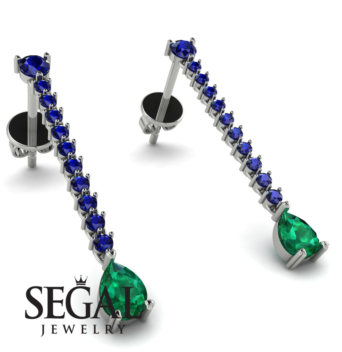 Hanging Oval Emerald Earrings - Tatiana No. 30