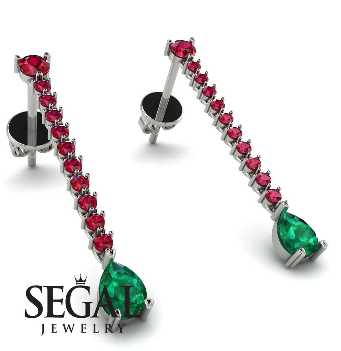 Hanging Oval Emerald Earrings - Tatiana No. 27