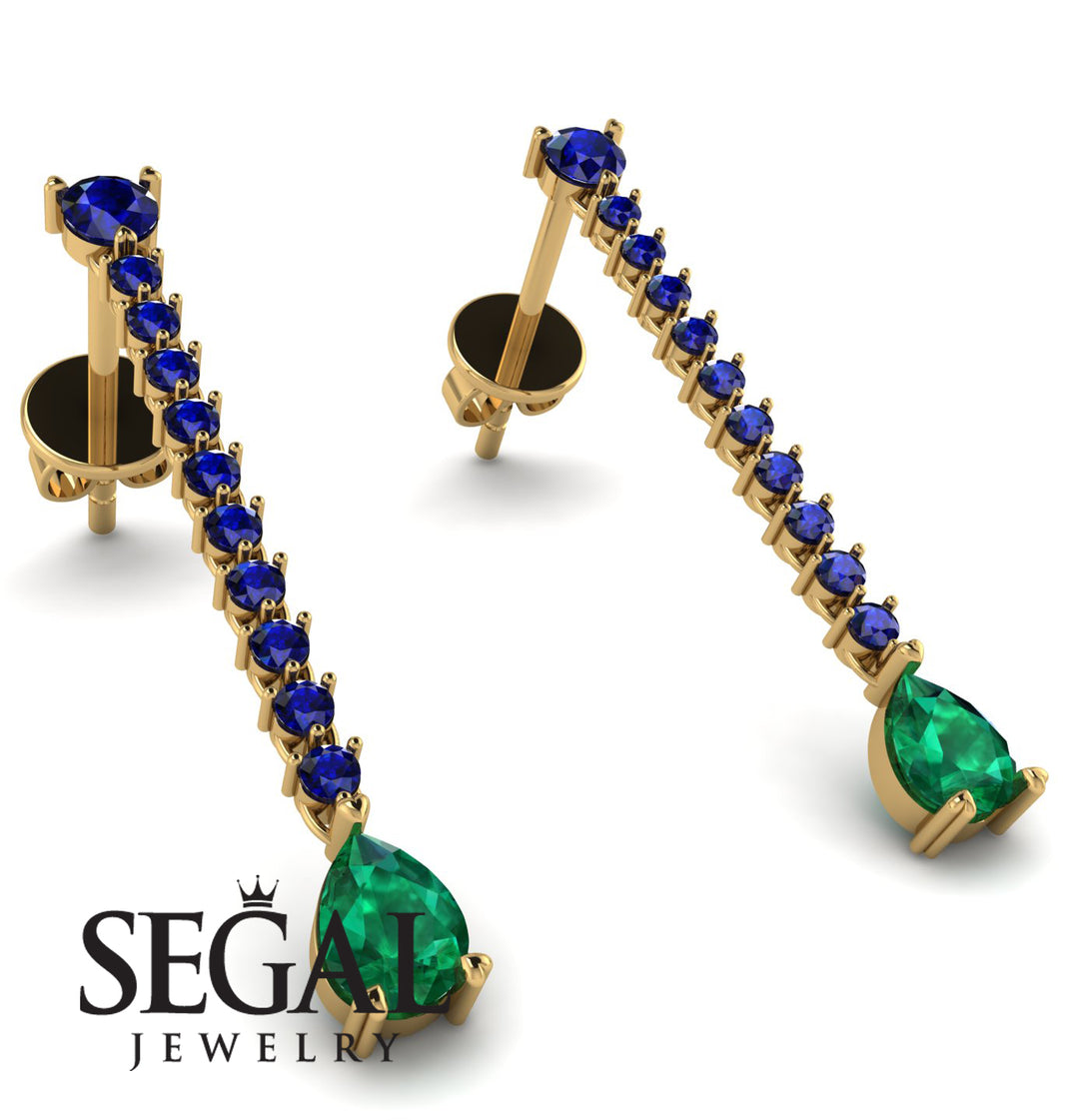 Hanging Oval Emerald Earrings - Tatiana No. 28