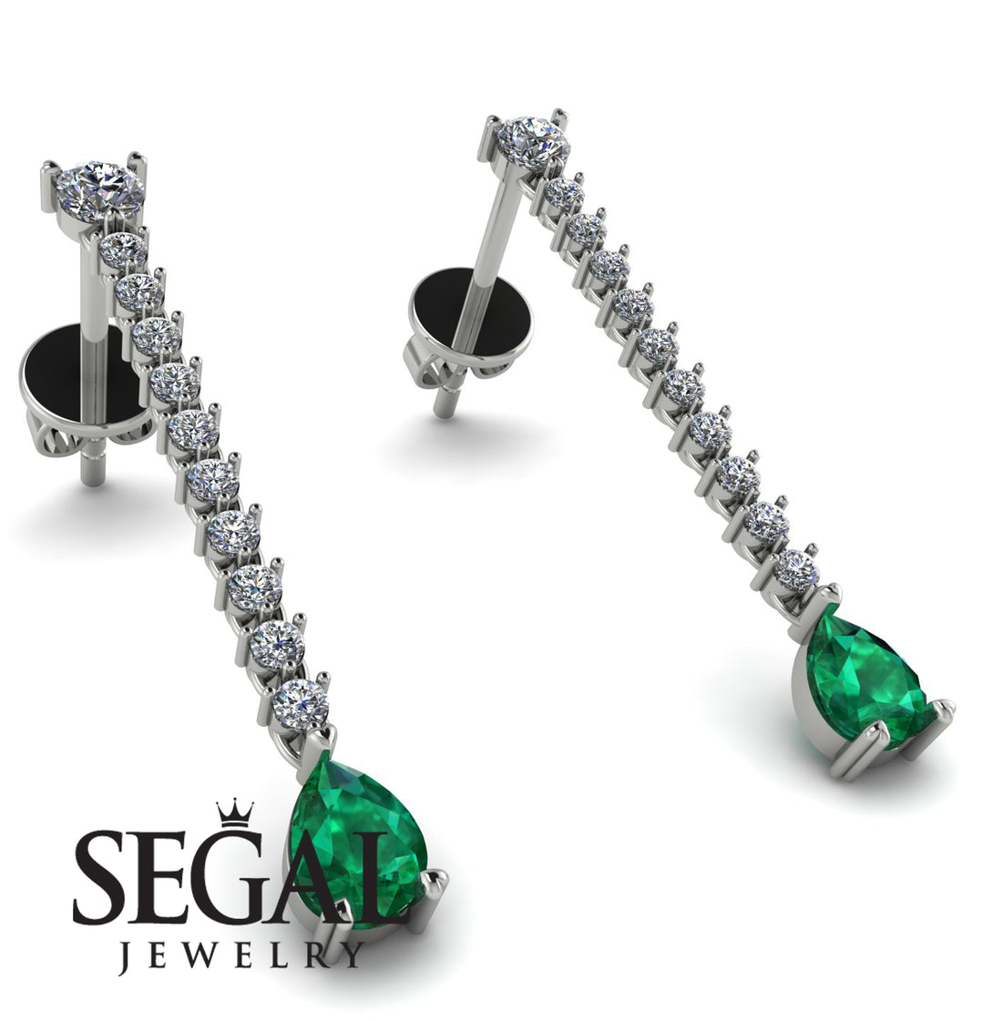 Hanging Oval Emerald Earrings - Tatiana No. 18