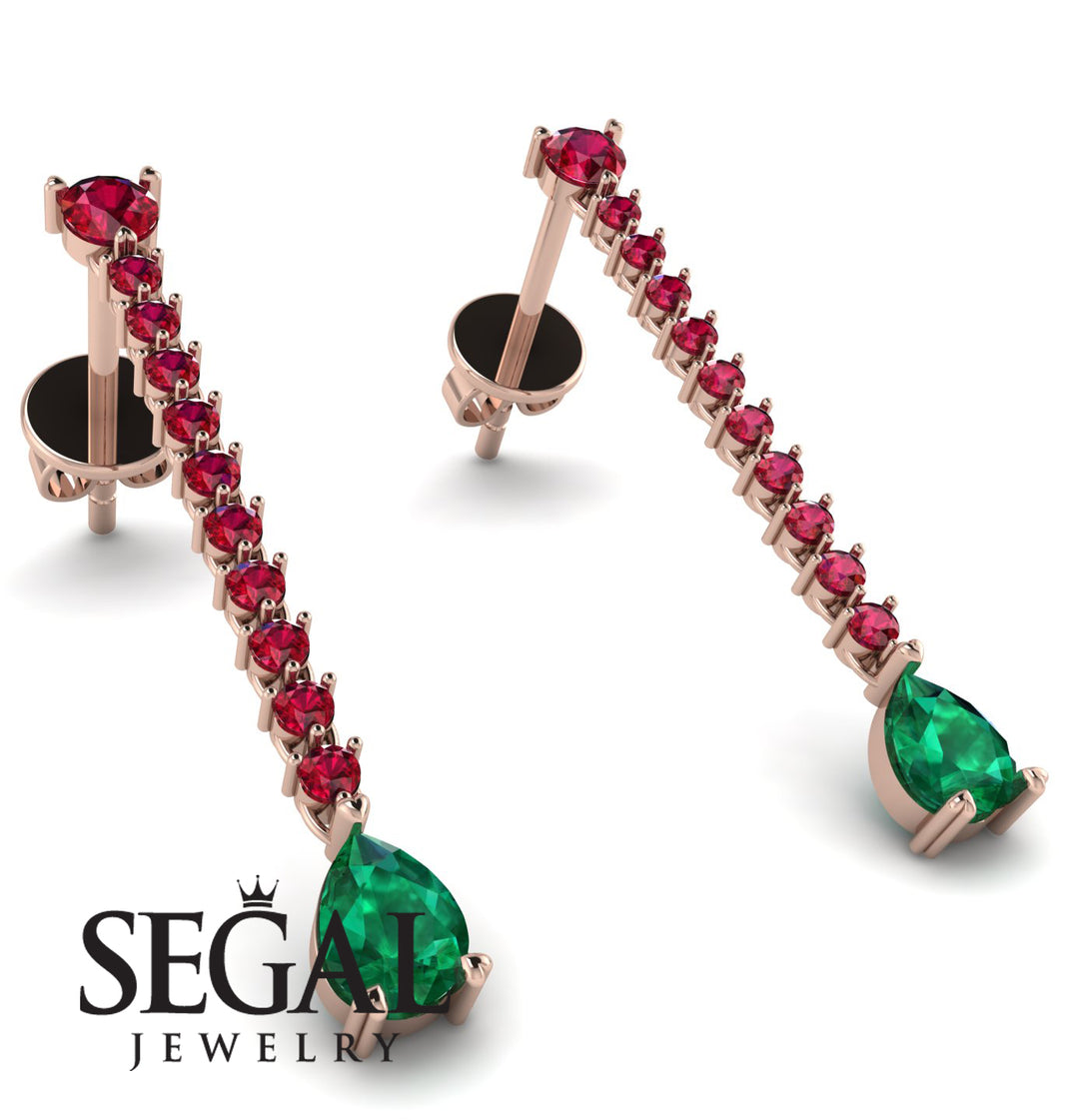 Hanging Oval Emerald Earrings - Tatiana No. 26