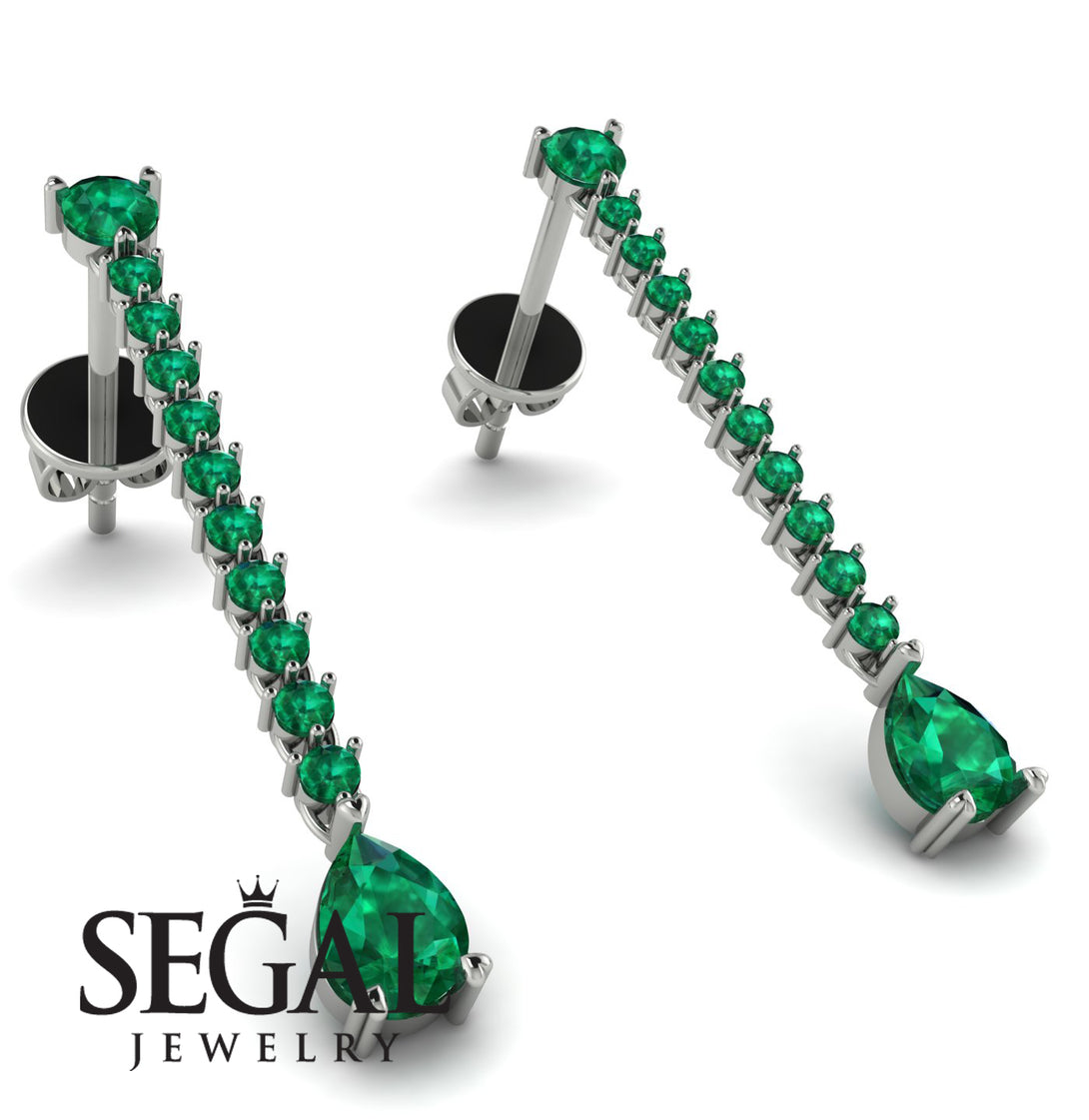 Hanging Oval Emerald Earrings - Tatiana No. 21