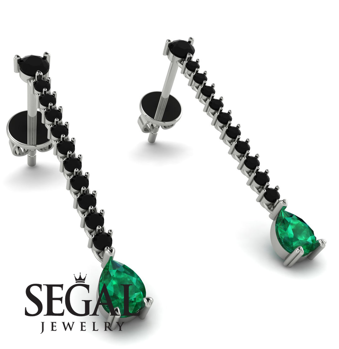 Hanging Oval Emerald Earrings - Tatiana No. 24