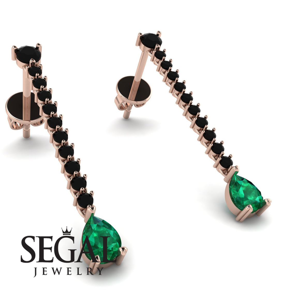 Hanging Oval Emerald Earrings - Tatiana No. 23