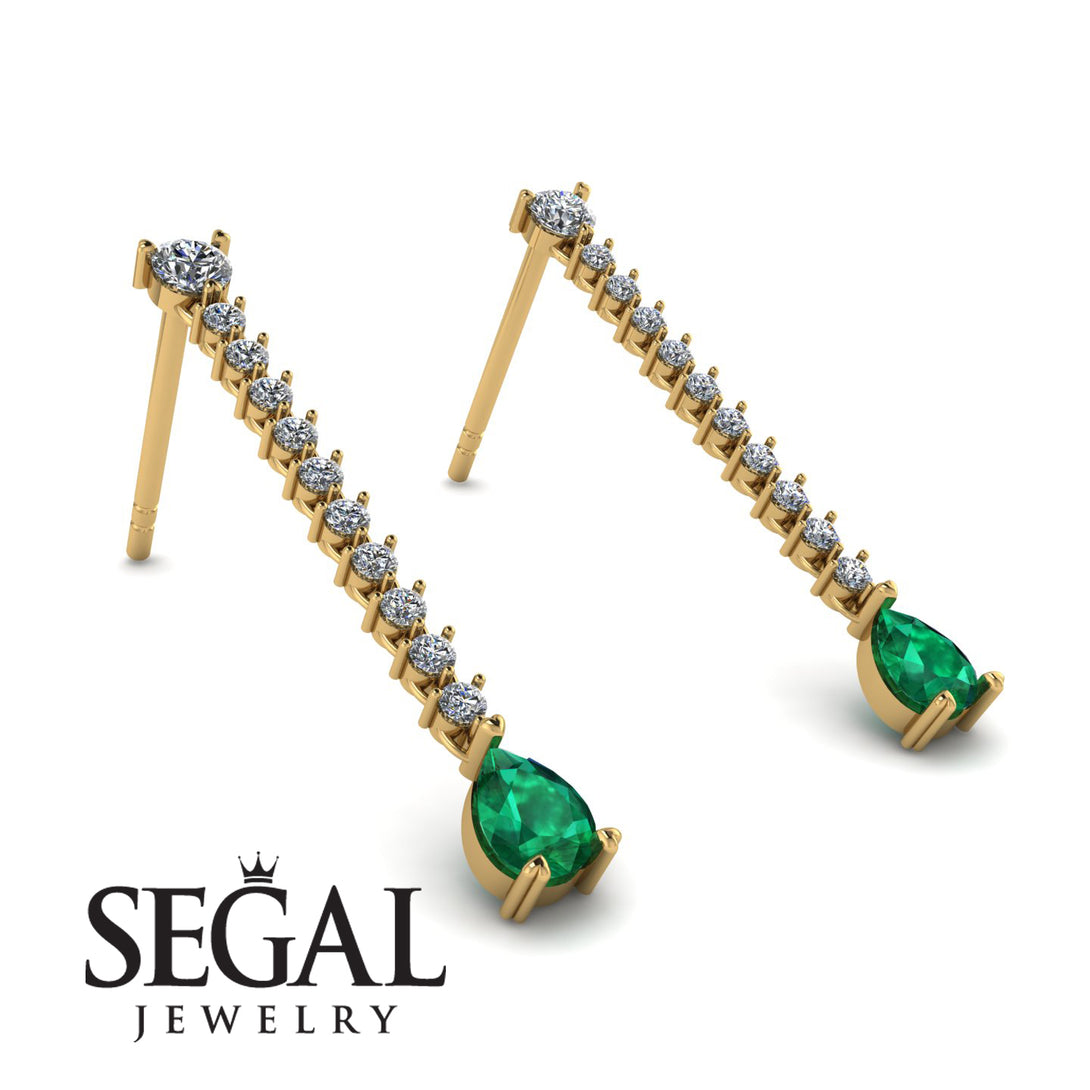 Hanging Oval Emerald Earrings - Tatiana No. 16