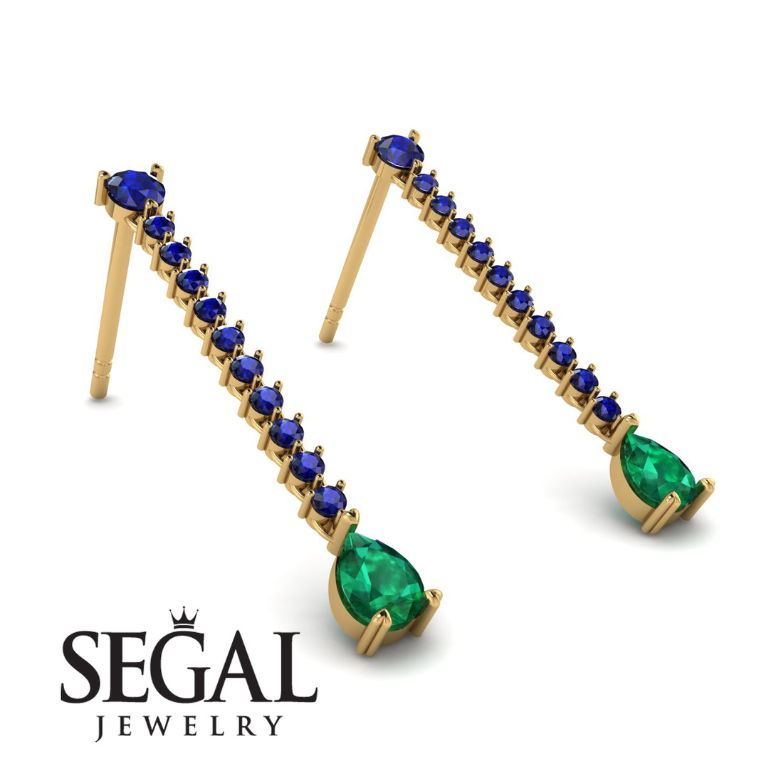 Hanging Oval Emerald Earrings - Tatiana No. 28