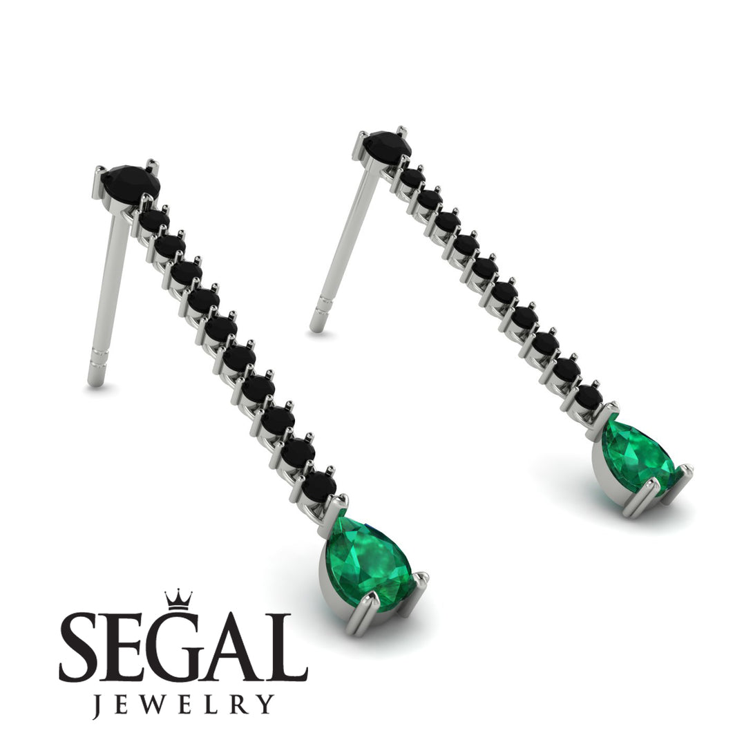 Hanging Oval Emerald Earrings - Tatiana No. 24