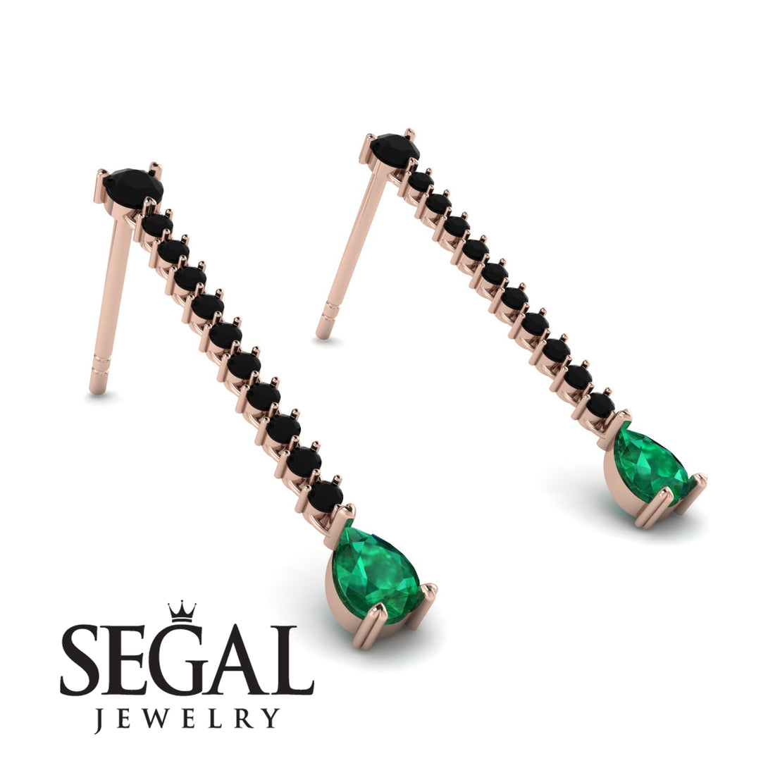 Hanging Oval Emerald Earrings - Tatiana No. 23