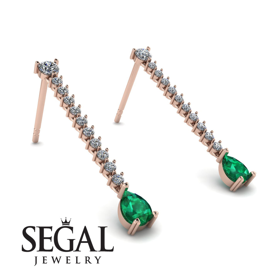 Hanging Oval Emerald Earrings - Tatiana No. 17