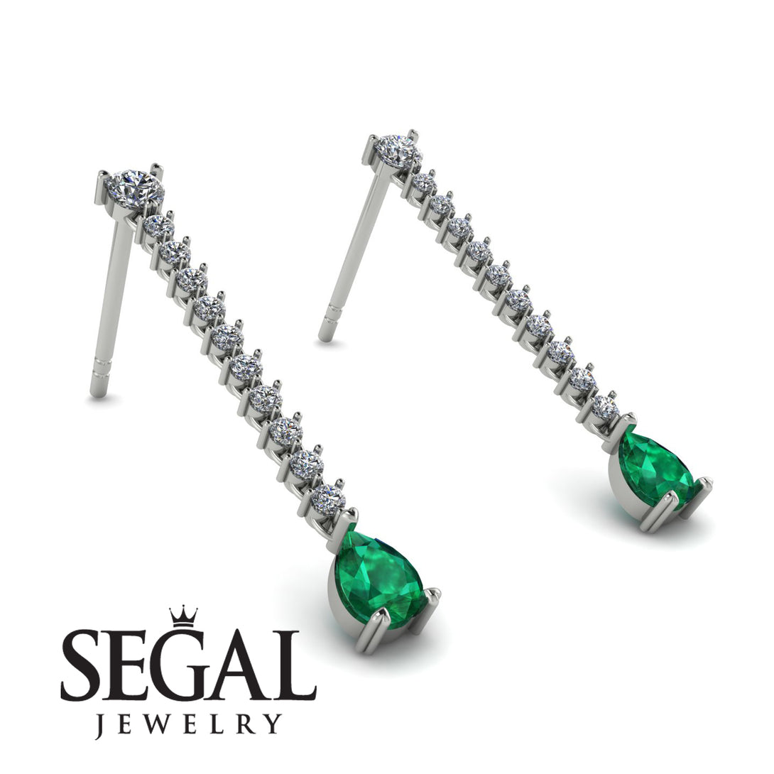Hanging Oval Emerald Earrings - Tatiana No. 18