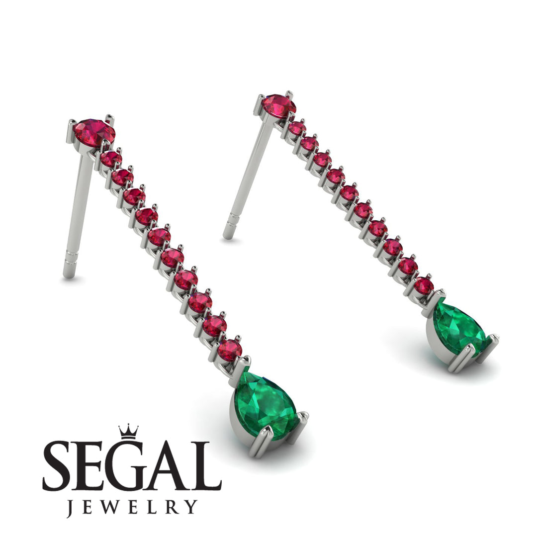 Hanging Oval Emerald Earrings - Tatiana No. 27