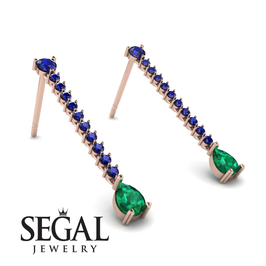 Hanging Oval Emerald Earrings - Tatiana No. 29