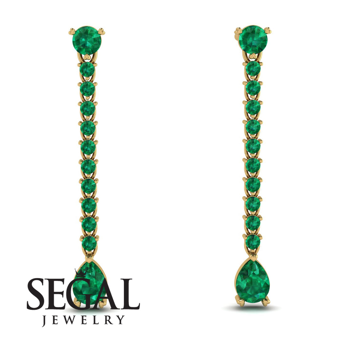 Hanging Oval Emerald Earrings - Tatiana No. 19