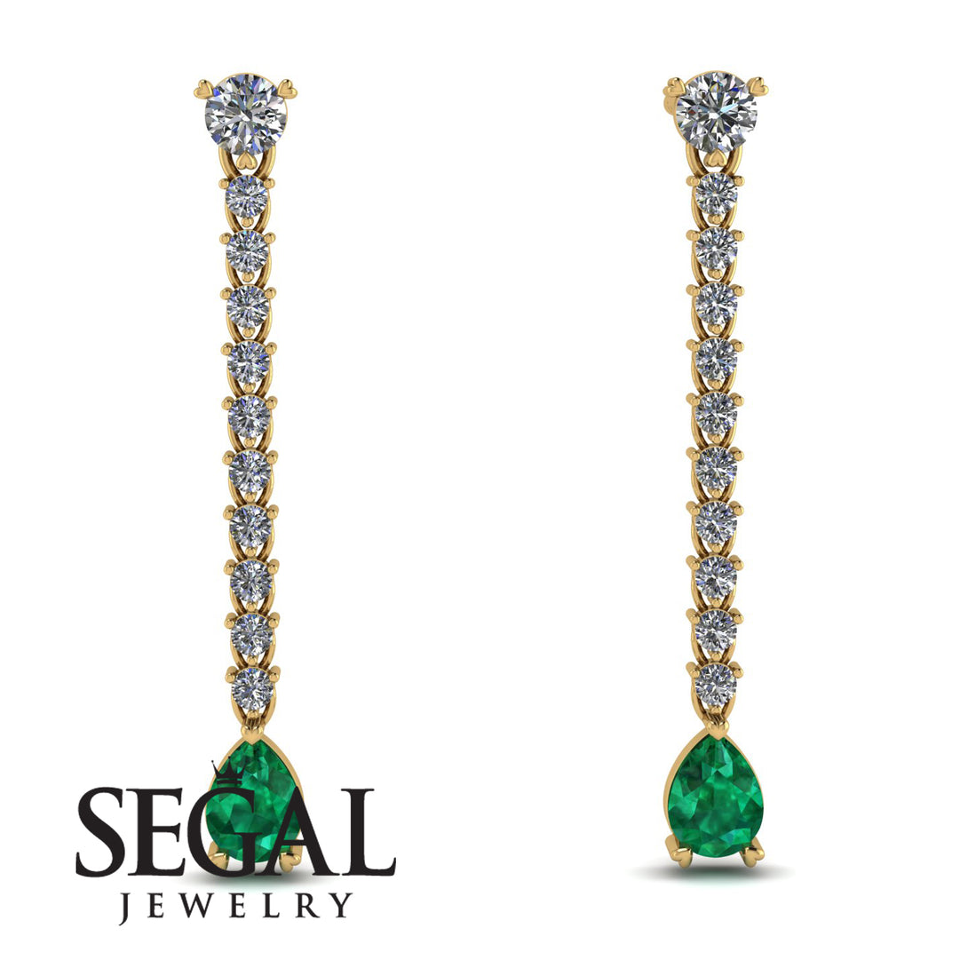 Hanging Oval Emerald Earrings - Tatiana No. 16