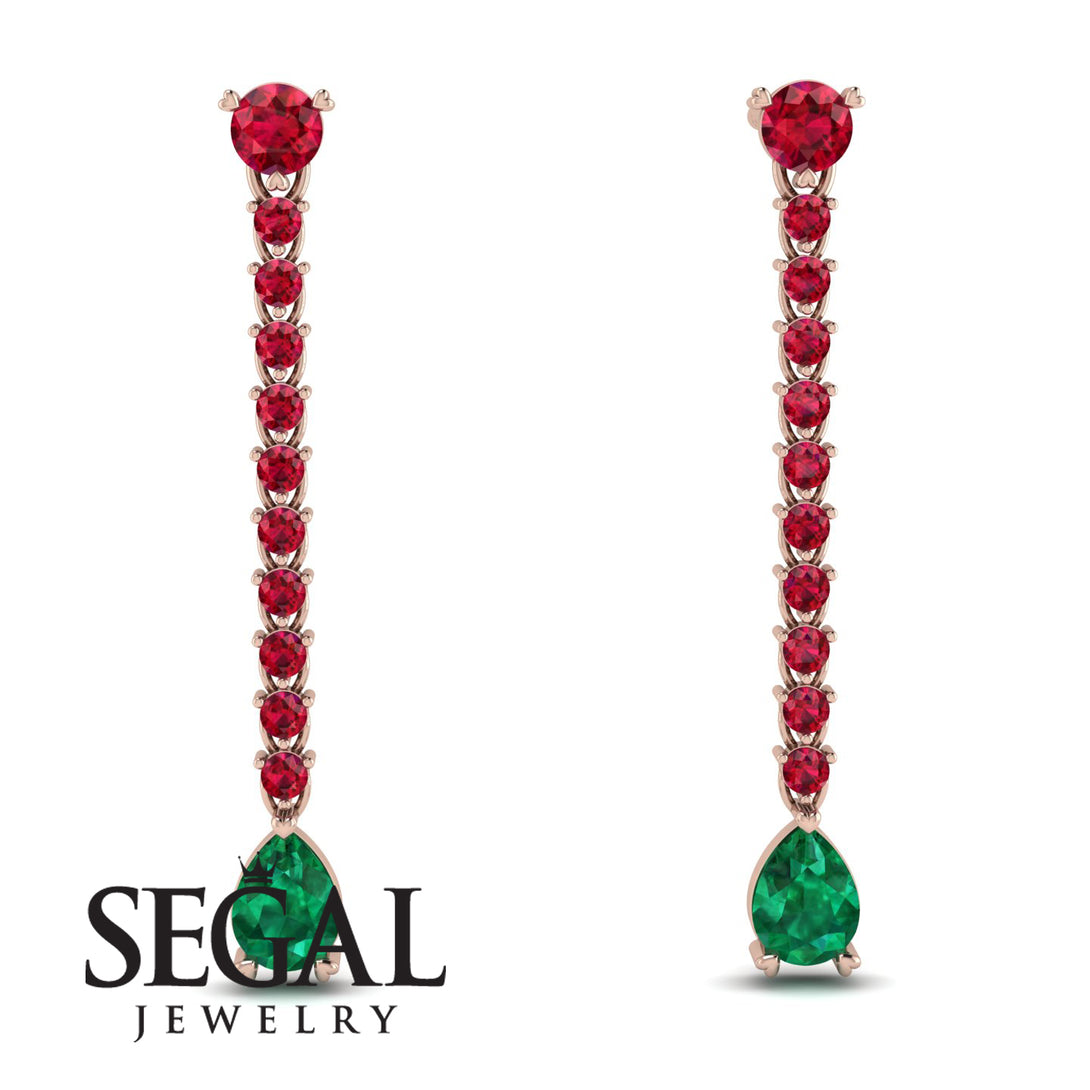 Hanging Oval Emerald Earrings - Tatiana No. 26