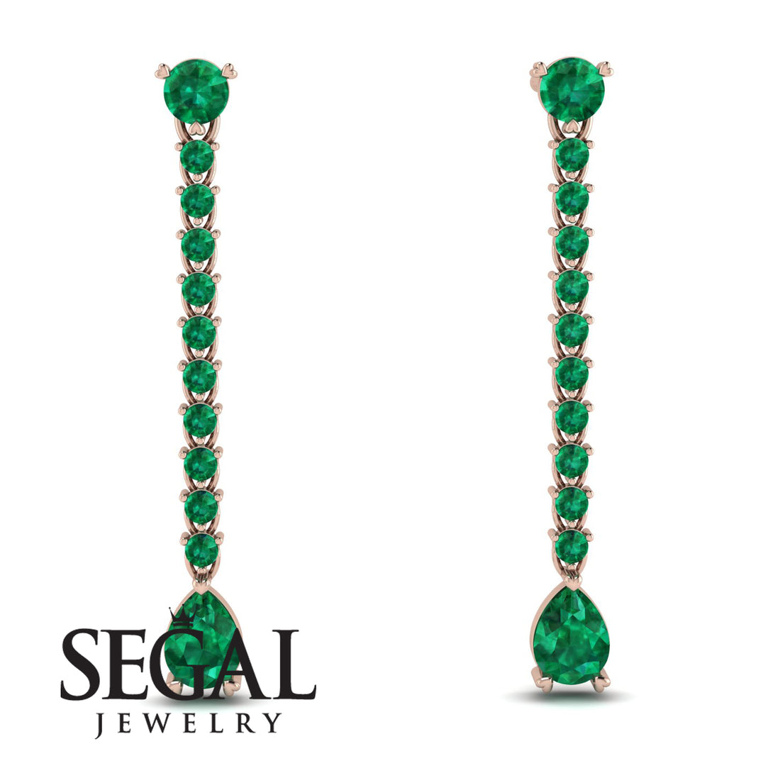 Hanging Oval Emerald Earrings - Tatiana No. 20