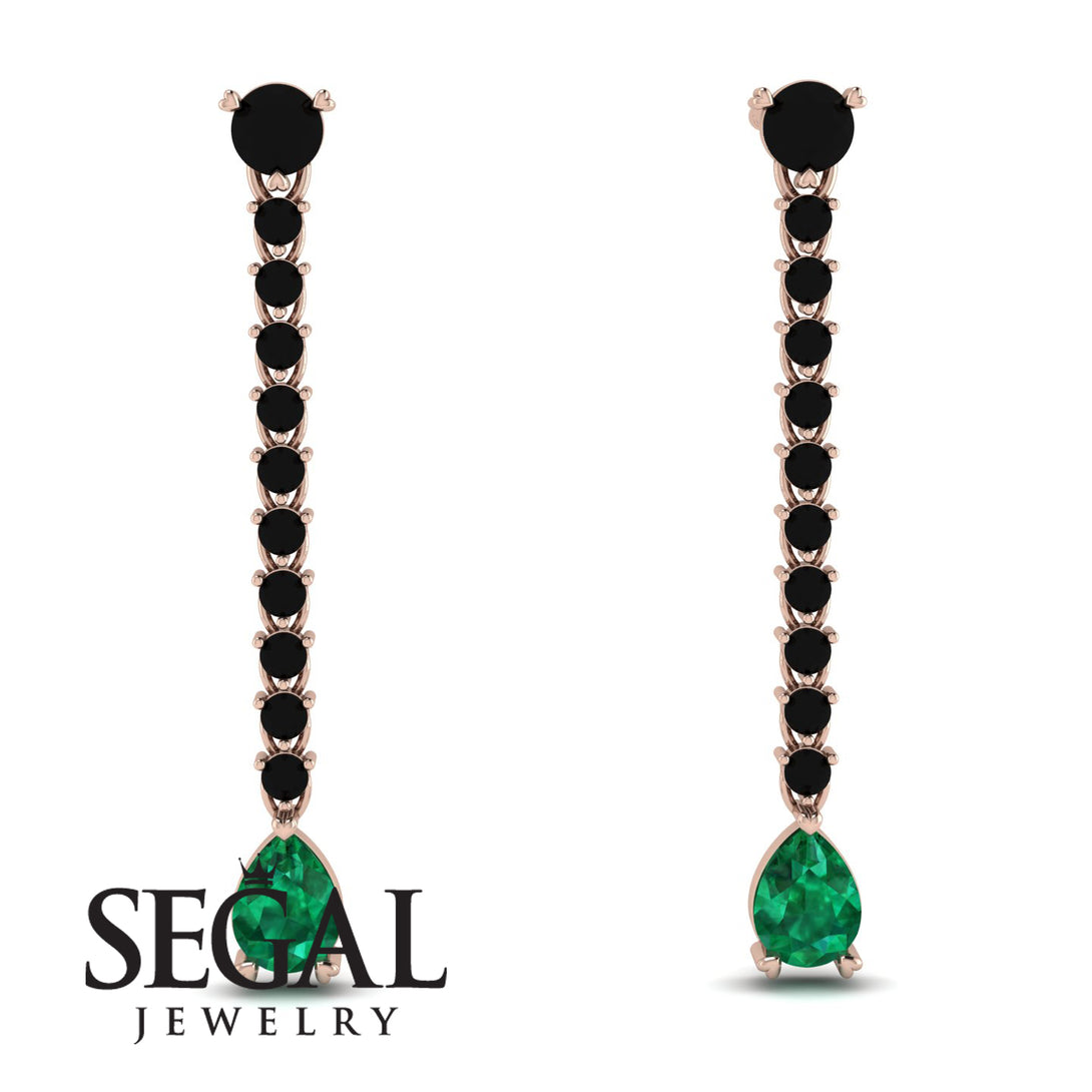 Hanging Oval Emerald Earrings - Tatiana No. 23