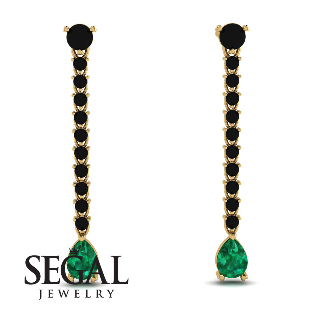 Hanging Oval Emerald Earrings - Tatiana No. 22