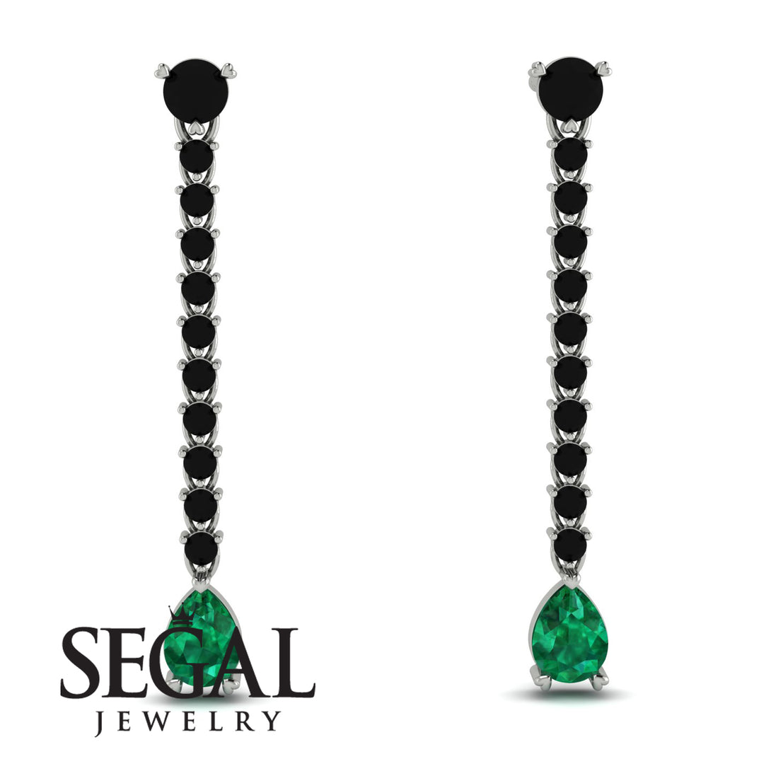 Hanging Oval Emerald Earrings - Tatiana No. 24