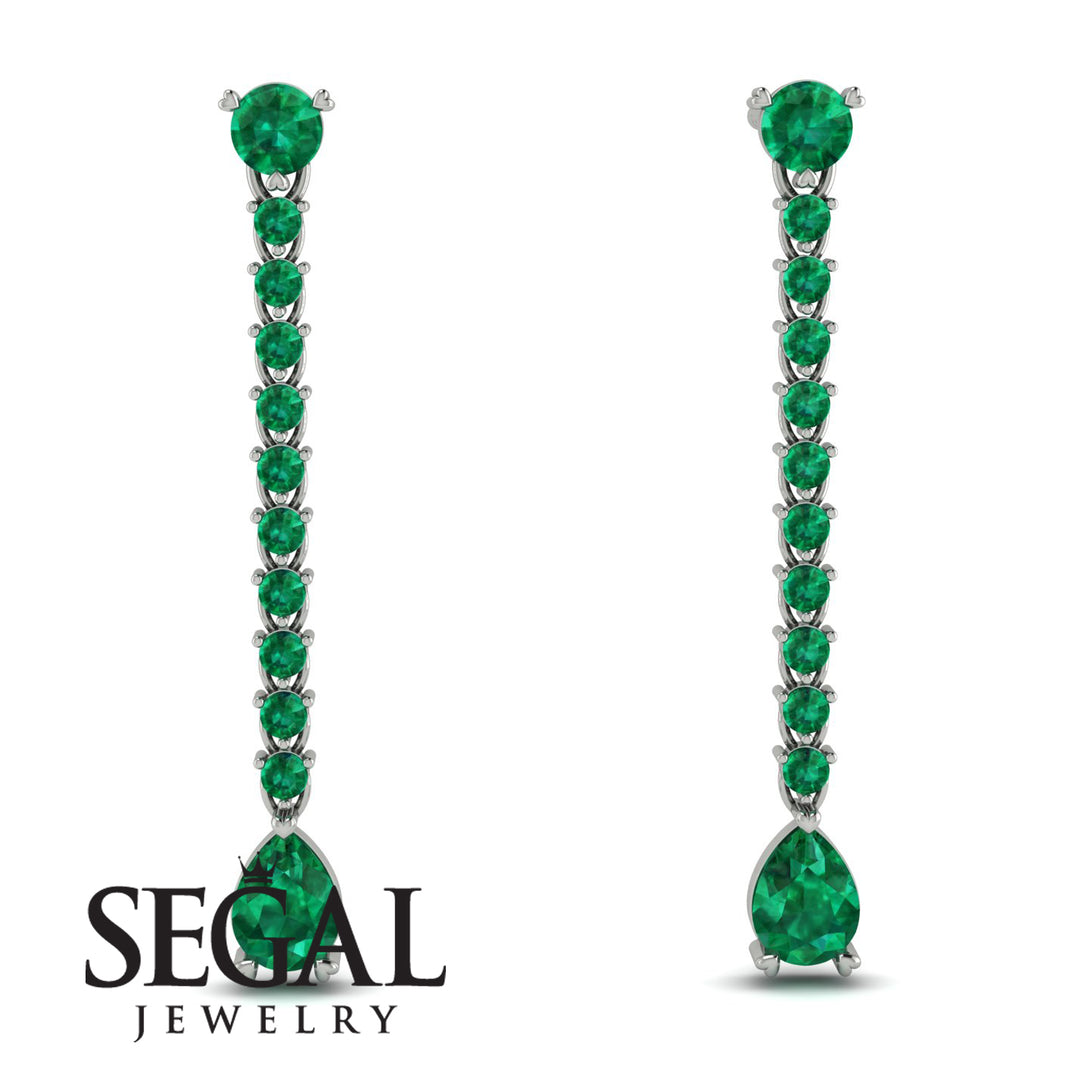 Hanging Oval Emerald Earrings - Tatiana No. 21