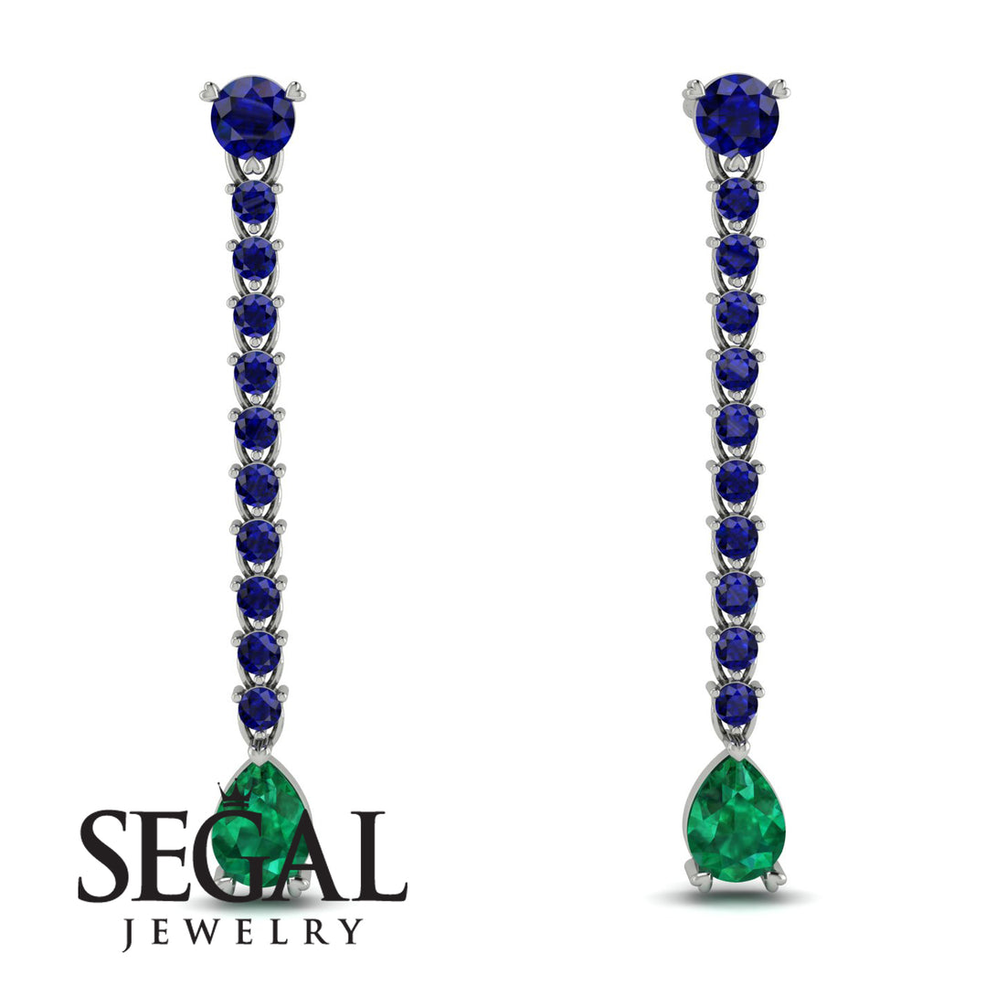 Hanging Oval Emerald Earrings - Tatiana No. 30