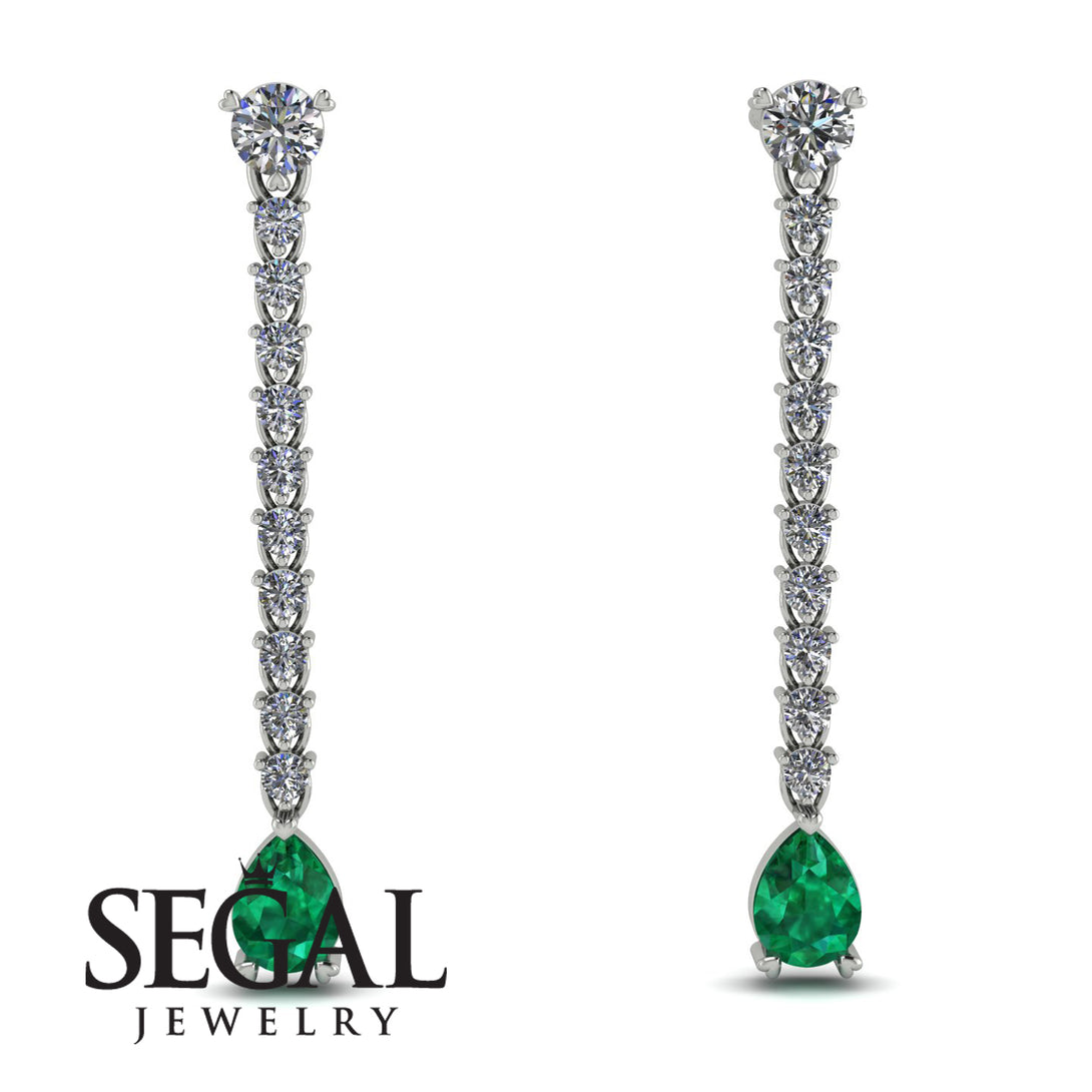 Hanging Oval Emerald Earrings - Tatiana No. 18