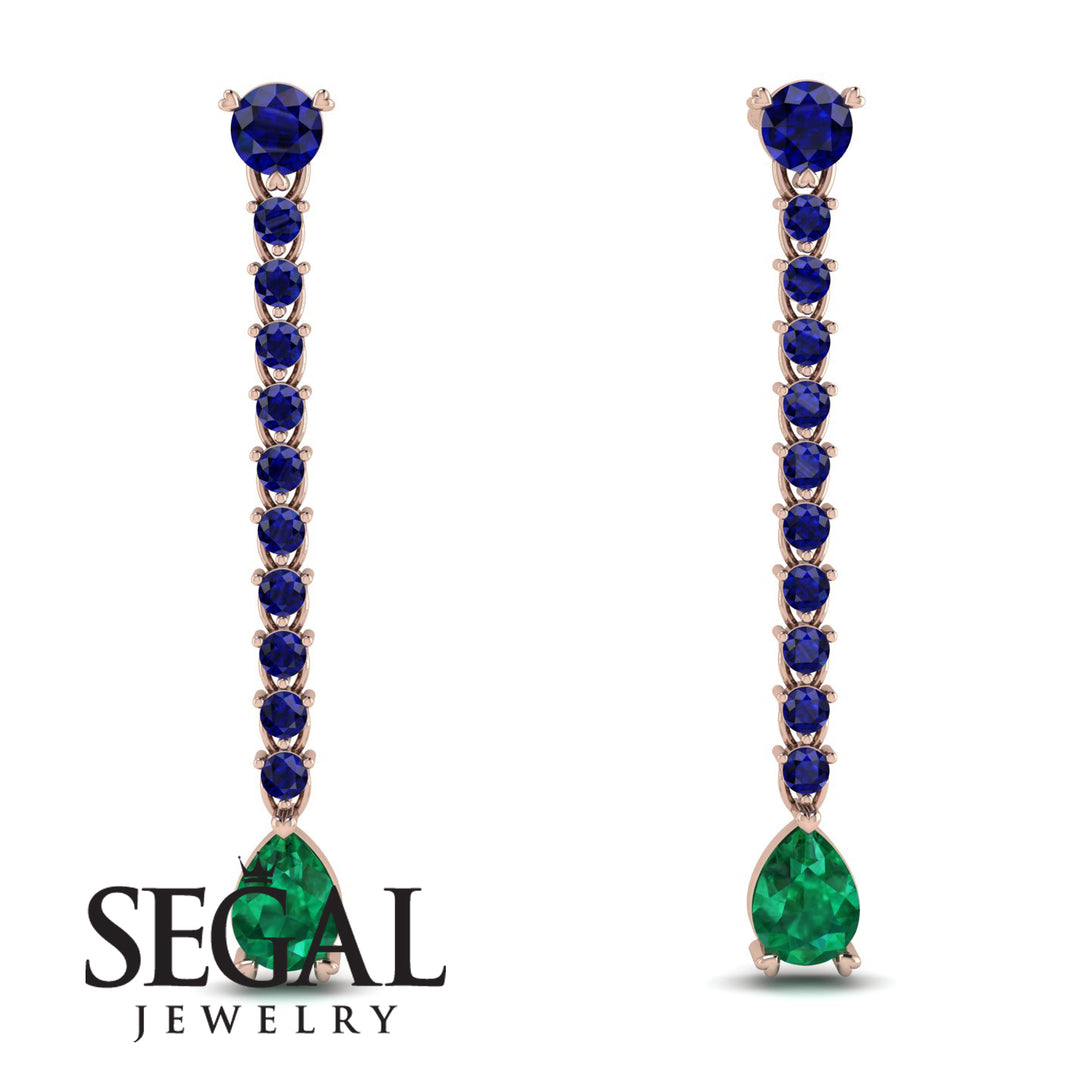 Hanging Oval Emerald Earrings - Tatiana No. 29