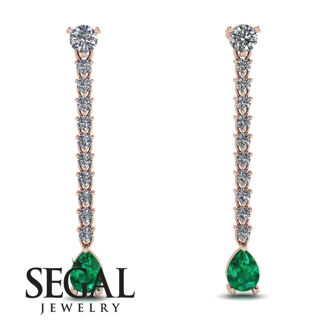 Hanging Oval Emerald Earrings - Tatiana No. 17
