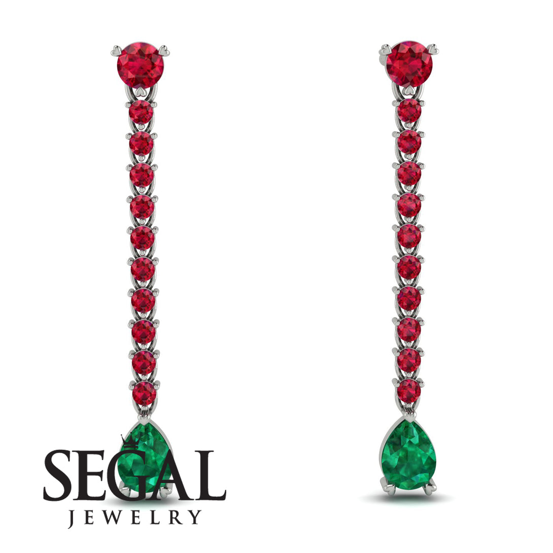 Hanging Oval Emerald Earrings - Tatiana No. 27