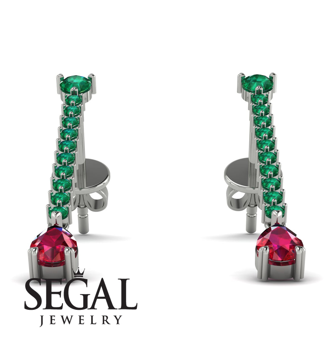 Hanging Oval Ruby Earrings - Tatiana No. 51