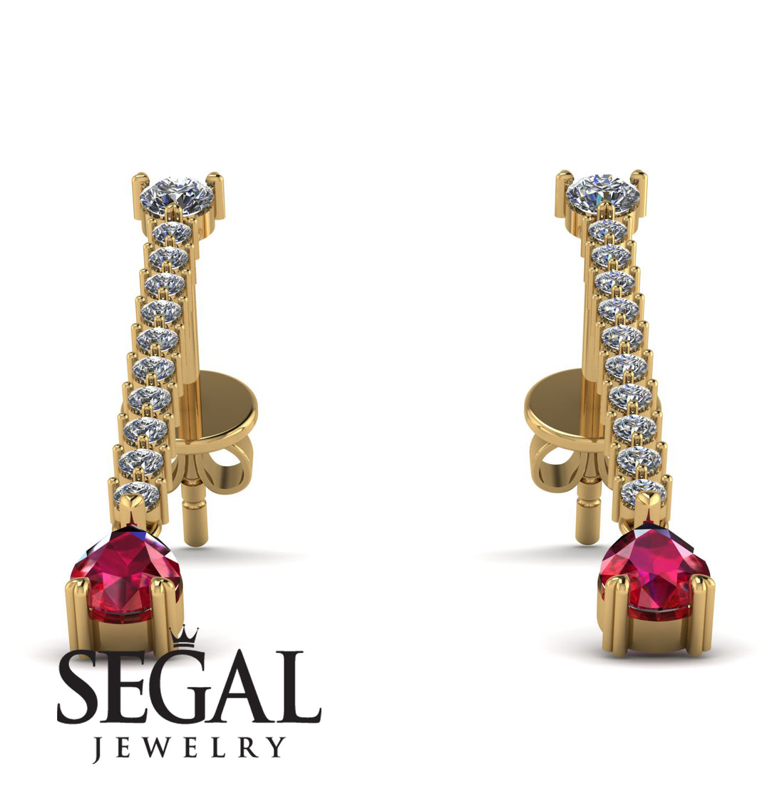 Hanging Oval Ruby Earrings - Tatiana No. 46