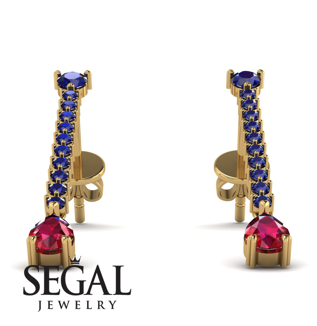 Hanging Oval Ruby Earrings - Tatiana No. 58
