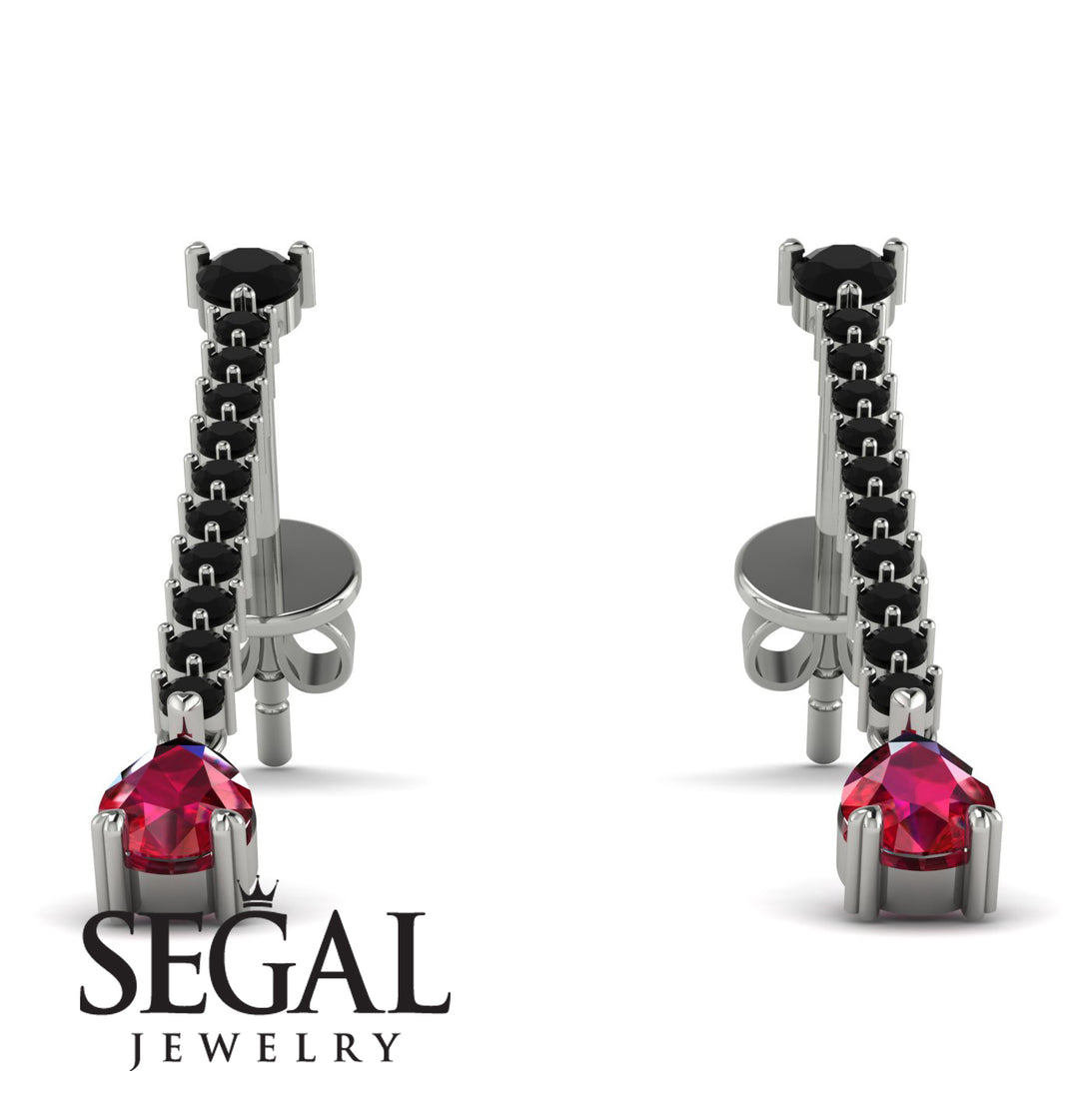 Hanging Oval Ruby Earrings - Tatiana No. 54