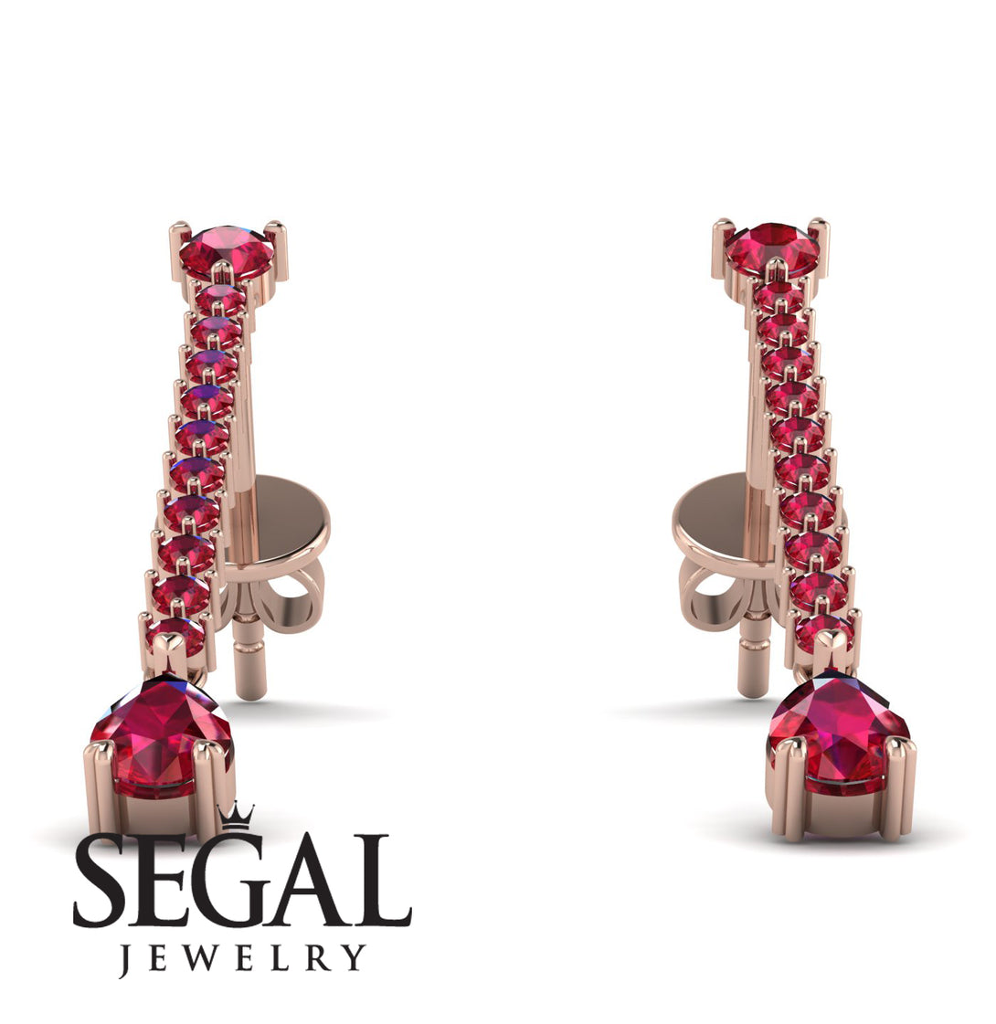 Hanging Oval Ruby Earrings - Tatiana No. 56