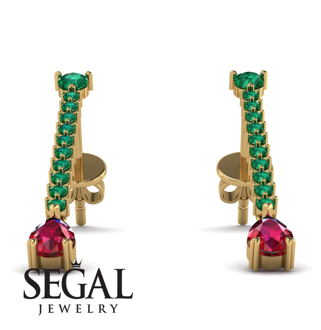 Hanging Oval Ruby Earrings - Tatiana No. 49