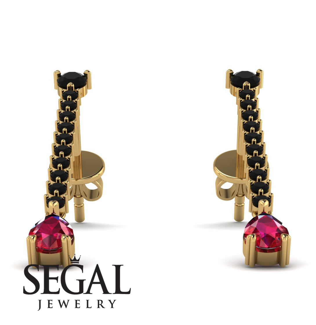Hanging Oval Ruby Earrings - Tatiana No. 52