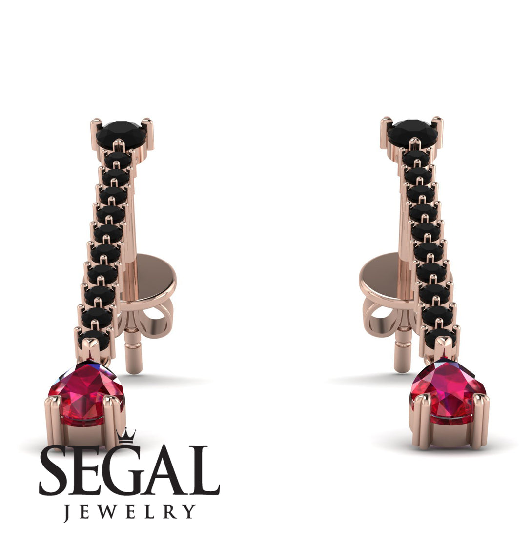 Hanging Oval Ruby Earrings - Tatiana No. 53