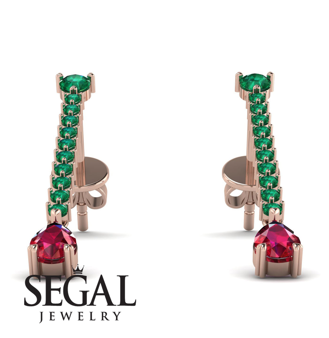 Hanging Oval Ruby Earrings - Tatiana No. 50